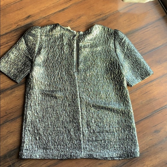 Silver Metallic lame Kate Spade short sleeve top. - Picture 5 of 6
